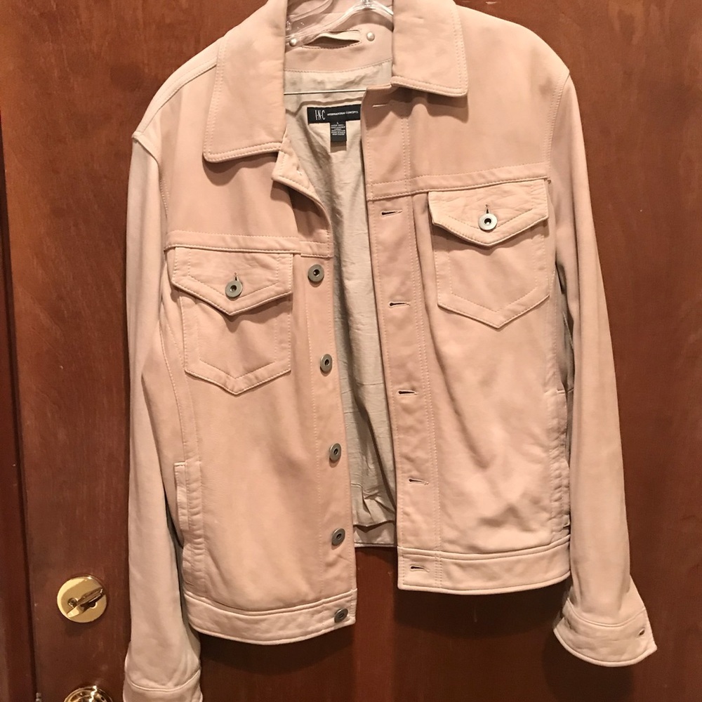 INC cream suede truckers jacket. Sz medium